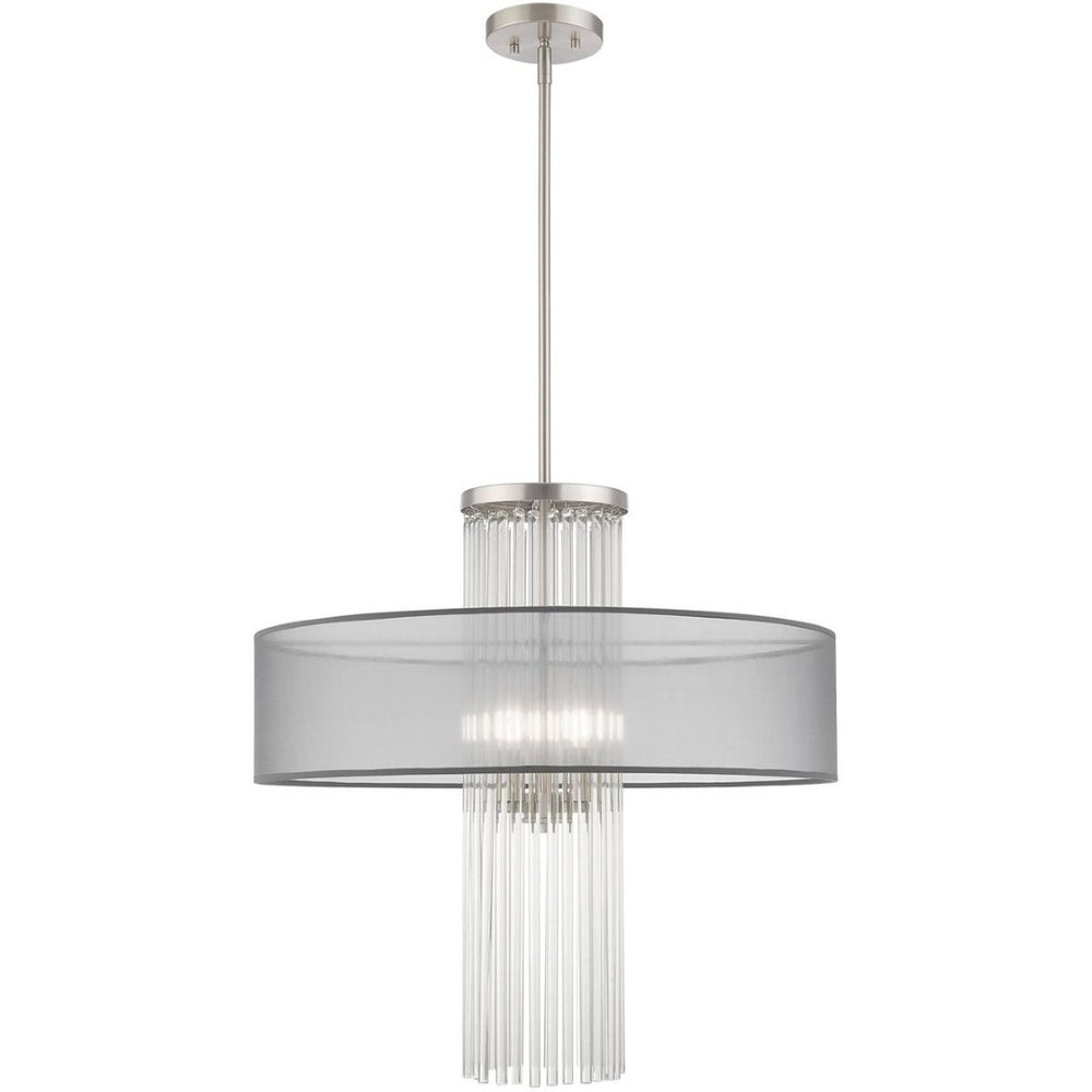HomeRoots Four Light Dimmable Chandelier - Modern Cylinder Shades, Durable Steel, Perfect for Any Room Style 687387