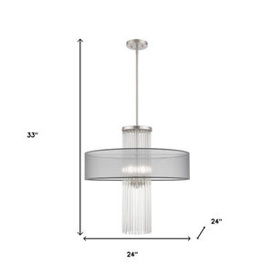HomeRoots Four Light Dimmable Chandelier - Modern Cylinder Shades, Durable Steel, Perfect for Any Room Style 687387