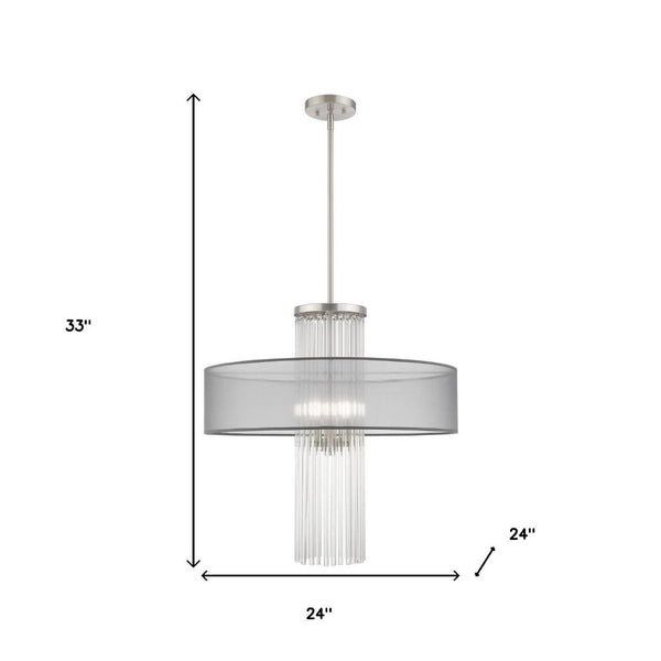 HomeRoots Four Light Dimmable Chandelier - Modern Cylinder Shades, Durable Steel, Perfect for Any Room Style 687387