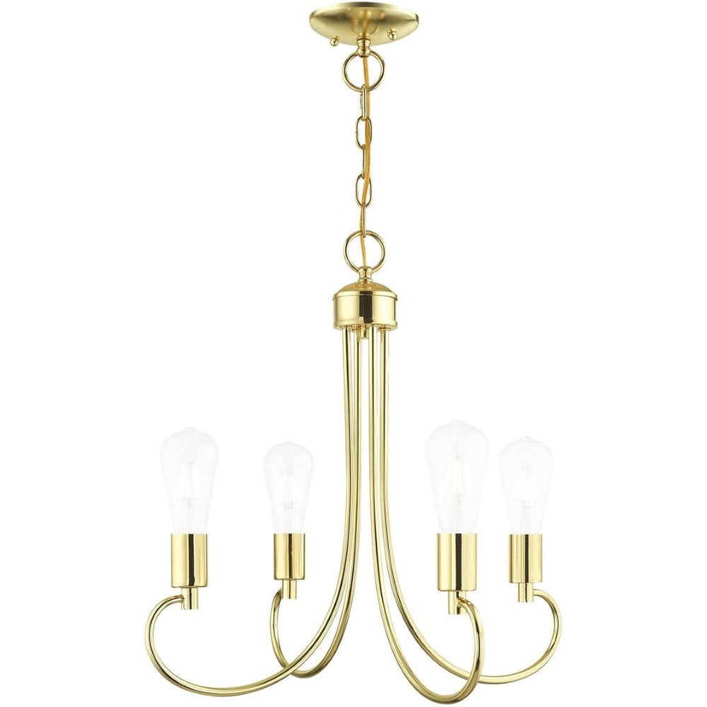 HomeRoots Four Light Dimmable Chandelier with Sleek Cylindrical Shades for Modern Home Ambiance & Style 687388