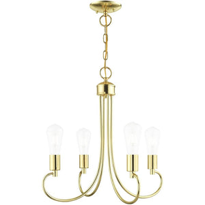 HomeRoots Four Light Dimmable Chandelier with Sleek Cylindrical Shades for Modern Home Ambiance & Style 687388