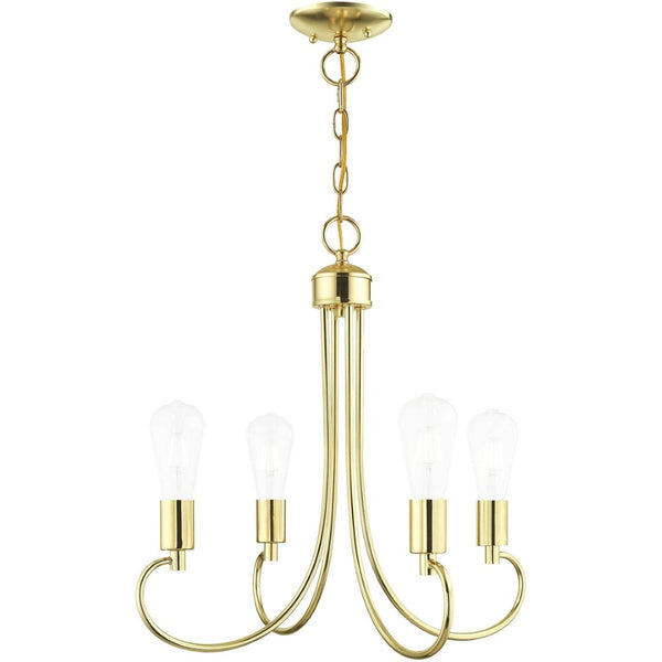 HomeRoots Four Light Dimmable Chandelier with Sleek Cylindrical Shades for Modern Home Ambiance & Style 687388