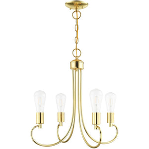 HomeRoots Four Light Dimmable Chandelier with Sleek Cylindrical Shades for Modern Home Ambiance & Style 687388