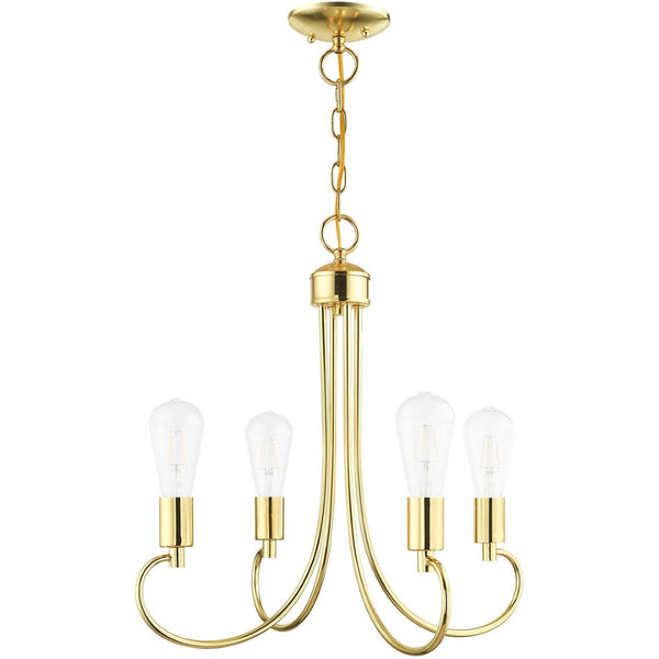 HomeRoots Four Light Dimmable Chandelier with Sleek Cylindrical Shades for Modern Home Ambiance & Style 687388