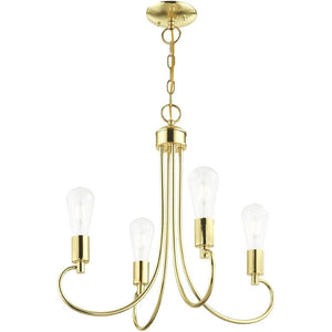 HomeRoots Four Light Dimmable Chandelier with Sleek Cylindrical Shades for Modern Home Ambiance & Style 687388