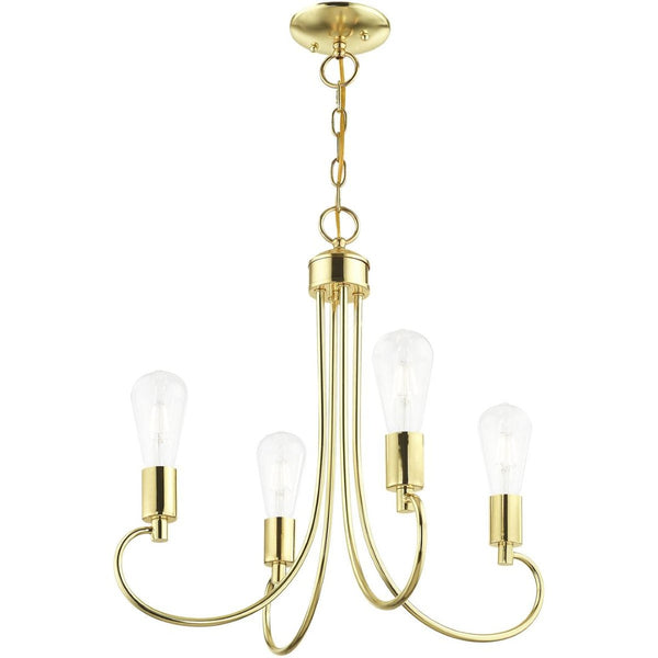 HomeRoots Four Light Dimmable Chandelier with Sleek Cylindrical Shades for Modern Home Ambiance & Style 687388