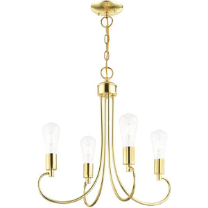 HomeRoots Four Light Dimmable Chandelier with Sleek Cylindrical Shades for Modern Home Ambiance & Style 687388