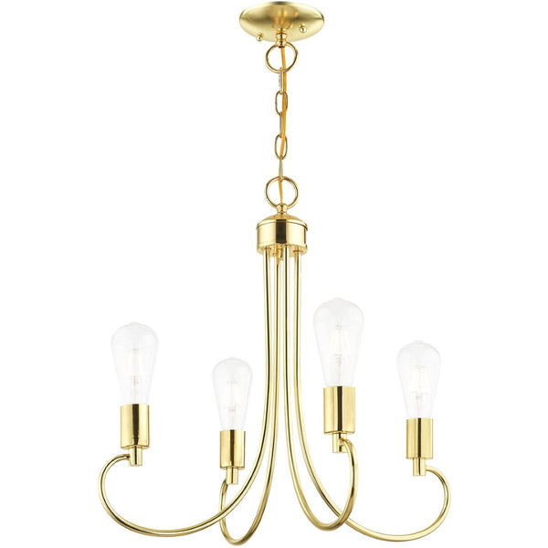 HomeRoots Four Light Dimmable Chandelier with Sleek Cylindrical Shades for Modern Home Ambiance & Style 687388