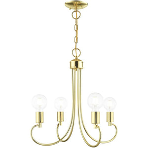 HomeRoots Four Light Dimmable Chandelier with Sleek Cylindrical Shades for Modern Home Ambiance & Style 687388