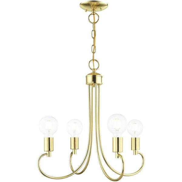 HomeRoots Four Light Dimmable Chandelier with Sleek Cylindrical Shades for Modern Home Ambiance & Style 687388