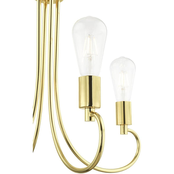 HomeRoots Four Light Dimmable Chandelier with Sleek Cylindrical Shades for Modern Home Ambiance & Style 687388