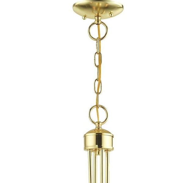HomeRoots Four Light Dimmable Chandelier with Sleek Cylindrical Shades for Modern Home Ambiance & Style 687388
