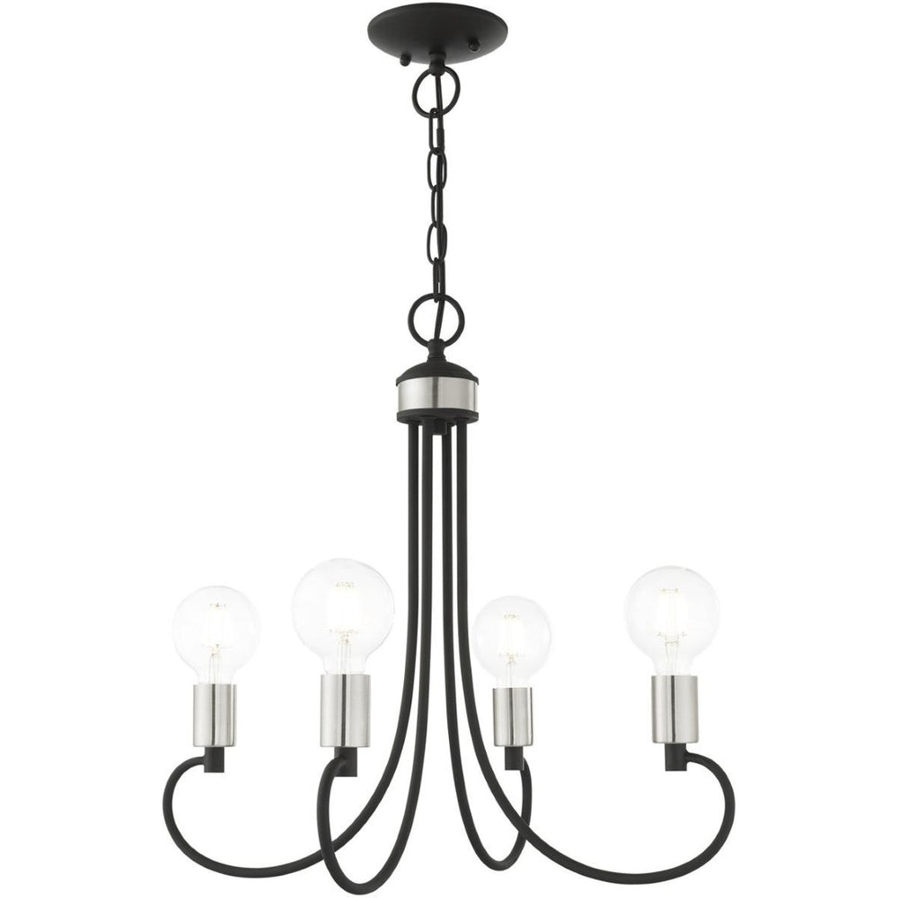 HomeRoots Four Light Dimmable Chandelier with Modern Cylinder Shades for Stylish Home Ambiance & Flexibility 687389