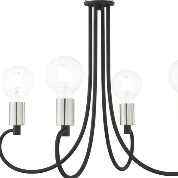 HomeRoots Four Light Dimmable Chandelier with Modern Cylinder Shades for Stylish Home Ambiance & Flexibility 687389