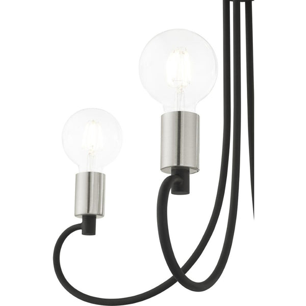 HomeRoots Four Light Dimmable Chandelier with Modern Cylinder Shades for Stylish Home Ambiance & Flexibility 687389