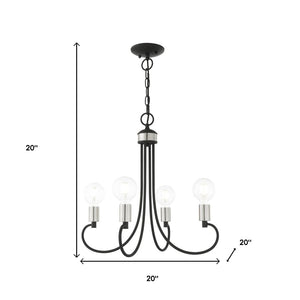 HomeRoots Four Light Dimmable Chandelier with Modern Cylinder Shades for Stylish Home Ambiance & Flexibility 687389