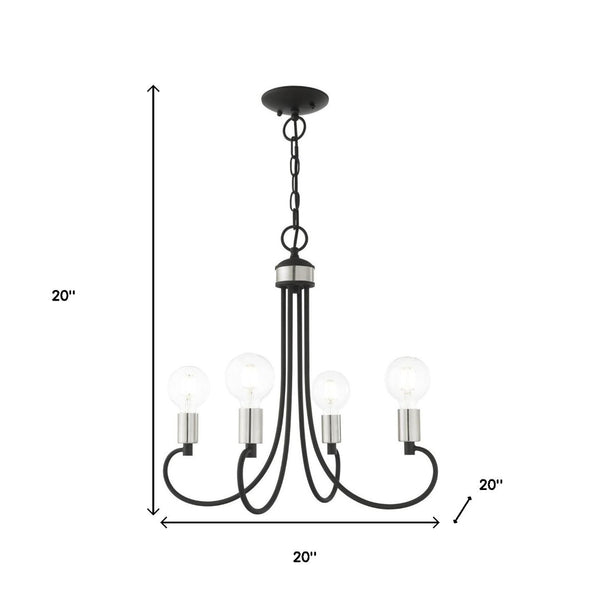 HomeRoots Four Light Dimmable Chandelier with Modern Cylinder Shades for Stylish Home Ambiance & Flexibility 687389