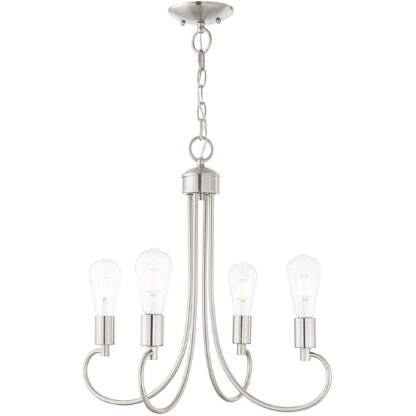 HomeRoots Four Light Dimmable Chandelier – Modern Cylinder Shades for Stylish Ambiance in Any Space 687390