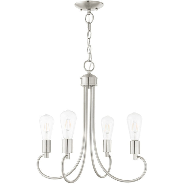 HomeRoots Four Light Dimmable Chandelier – Modern Cylinder Shades for Stylish Ambiance in Any Space 687390