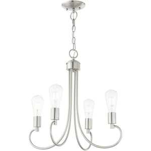 HomeRoots Four Light Dimmable Chandelier – Modern Cylinder Shades for Stylish Ambiance in Any Space 687390