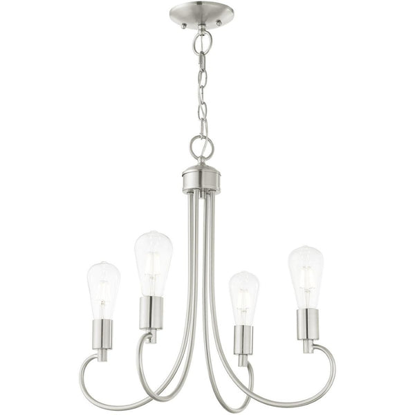 HomeRoots Four Light Dimmable Chandelier – Modern Cylinder Shades for Stylish Ambiance in Any Space 687390