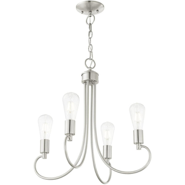 HomeRoots Four Light Dimmable Chandelier – Modern Cylinder Shades for Stylish Ambiance in Any Space 687390
