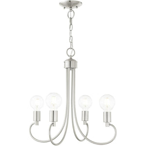 HomeRoots Four Light Dimmable Chandelier – Modern Cylinder Shades for Stylish Ambiance in Any Space 687390