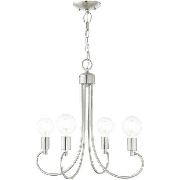 HomeRoots Four Light Dimmable Chandelier – Modern Cylinder Shades for Stylish Ambiance in Any Space 687390