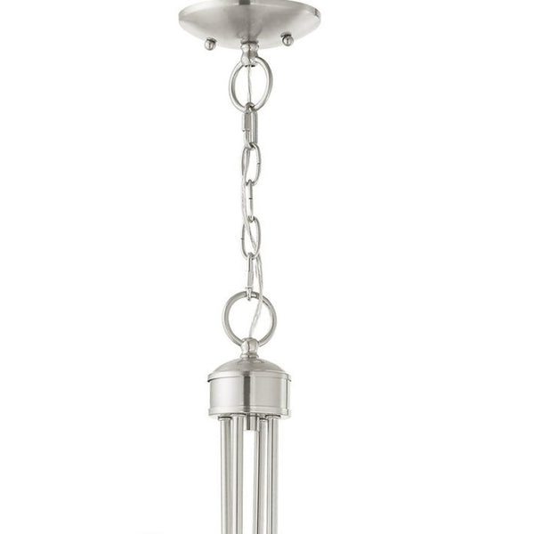 HomeRoots Four Light Dimmable Chandelier – Modern Cylinder Shades for Stylish Ambiance in Any Space 687390