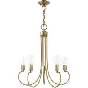 HomeRoots Five Light Dimmable Chandelier - Modern Cylindrical Steel Shades for Elegant Ambient Lighting 687391