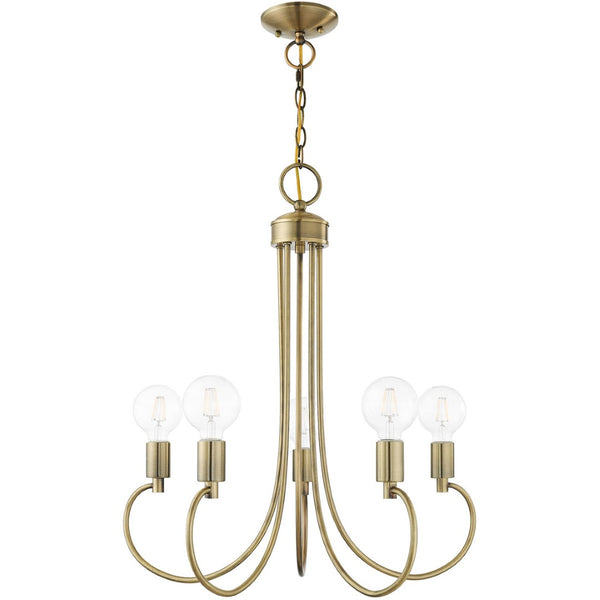 HomeRoots Five Light Dimmable Chandelier - Modern Cylindrical Steel Shades for Elegant Ambient Lighting 687391