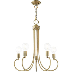 HomeRoots Five Light Dimmable Chandelier - Modern Cylindrical Steel Shades for Elegant Ambient Lighting 687391