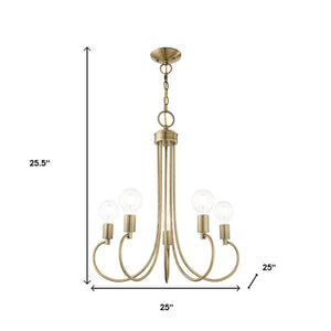 HomeRoots Five Light Dimmable Chandelier - Modern Cylindrical Steel Shades for Elegant Ambient Lighting 687391