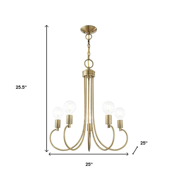 HomeRoots Five Light Dimmable Chandelier - Modern Cylindrical Steel Shades for Elegant Ambient Lighting 687391