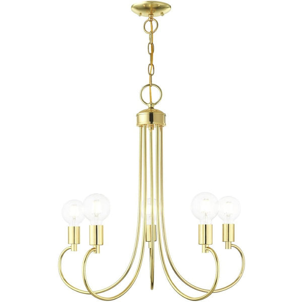 HomeRoots Five Light Dimmable Chandelier - Modern Cylindrical Steel Shades for Versatile Brightness in Any Room 687392