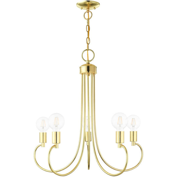 HomeRoots Five Light Dimmable Chandelier - Modern Cylindrical Steel Shades for Versatile Brightness in Any Room 687392