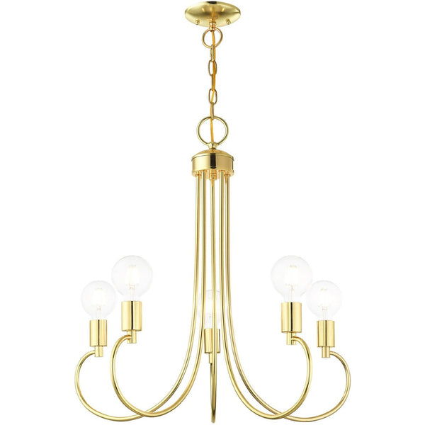 HomeRoots Five Light Dimmable Chandelier - Modern Cylindrical Steel Shades for Versatile Brightness in Any Room 687392