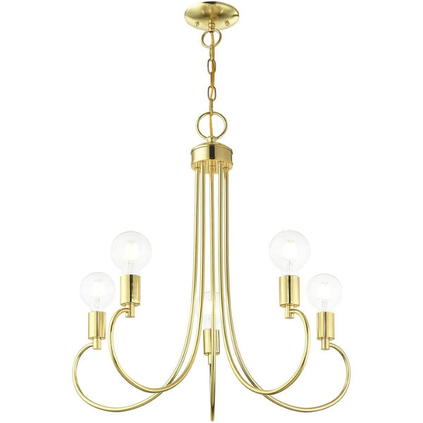HomeRoots Five Light Dimmable Chandelier - Modern Cylindrical Steel Shades for Versatile Brightness in Any Room 687392