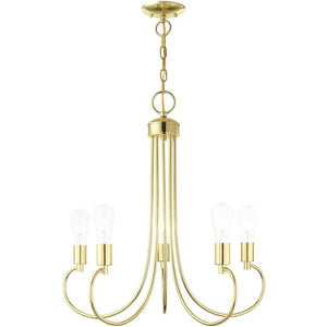HomeRoots Five Light Dimmable Chandelier - Modern Cylindrical Steel Shades for Versatile Brightness in Any Room 687392
