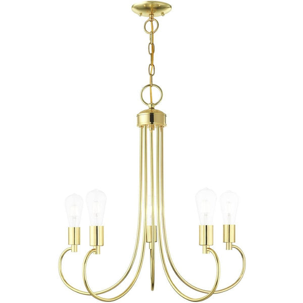 HomeRoots Five Light Dimmable Chandelier - Modern Cylindrical Steel Shades for Versatile Brightness in Any Room 687392