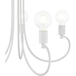 HomeRoots White Five-Light Dimmable Chandelier with Sleek Steel Shades – Modern Design for Any Room 687393