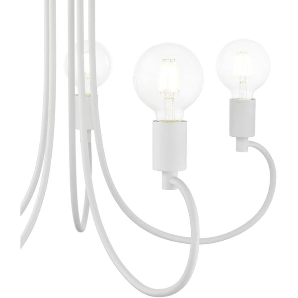HomeRoots White Five-Light Dimmable Chandelier with Sleek Steel Shades – Modern Design for Any Room 687393