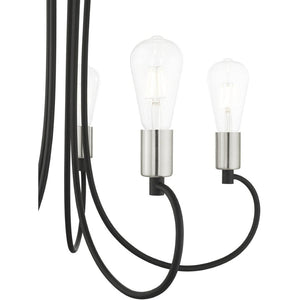 HomeRoots Five Light Dimmable Chandelier - Modern Cylindrical Shades for Stylish Illumination in Any Space 687394