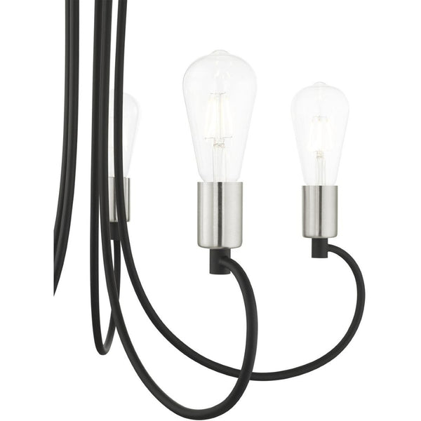 HomeRoots Five Light Dimmable Chandelier - Modern Cylindrical Shades for Stylish Illumination in Any Space 687394