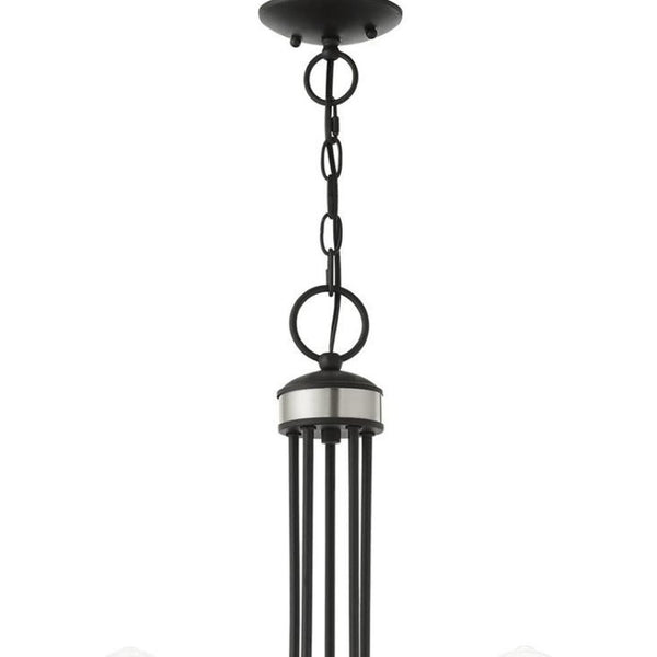 HomeRoots Five Light Dimmable Chandelier - Modern Cylindrical Shades for Stylish Illumination in Any Space 687394
