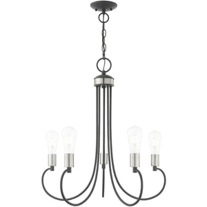 HomeRoots Five Light Dimmable Chandelier - Modern Cylinder Shades for Elegant Illumination in Any Space 687395