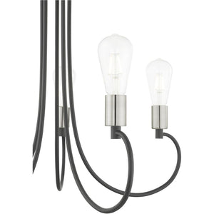 HomeRoots Five Light Dimmable Chandelier - Modern Cylinder Shades for Elegant Illumination in Any Space 687395