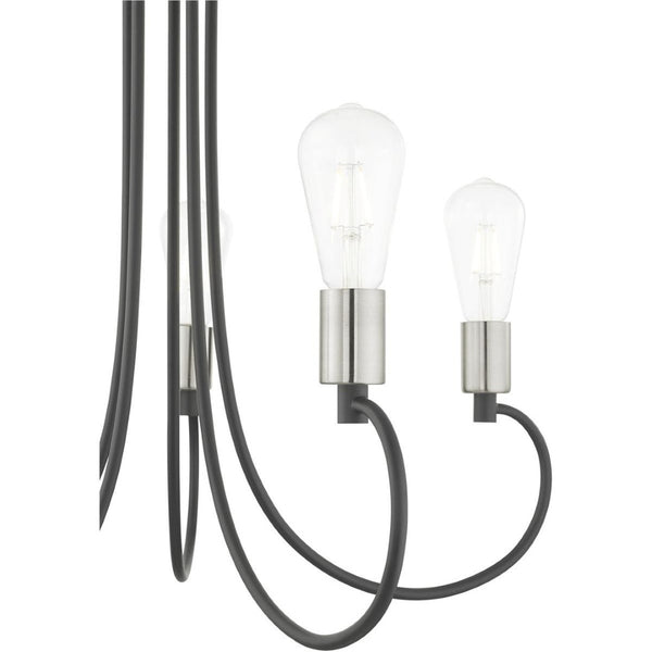 HomeRoots Five Light Dimmable Chandelier - Modern Cylinder Shades for Elegant Illumination in Any Space 687395