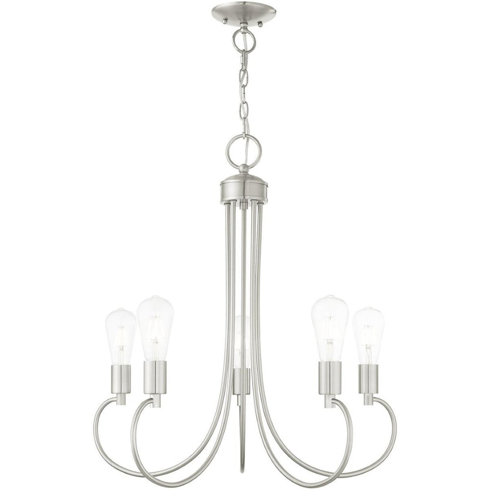HomeRoots Five Light Dimmable Chandelier - Modern Cylinder Design for Dining Rooms and Living Spaces, 25" Wide 687396