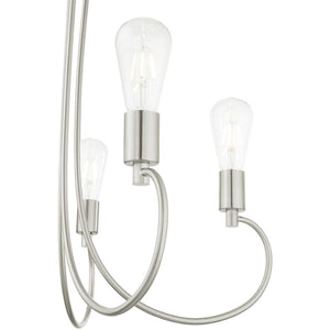 HomeRoots Five Light Dimmable Chandelier - Modern Cylinder Design for Dining Rooms and Living Spaces, 25" Wide 687396